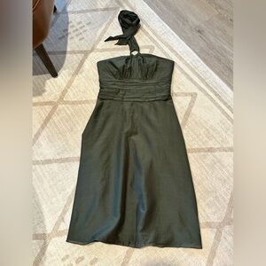 Silk & Cotton Green Halter Dress Green Size Small